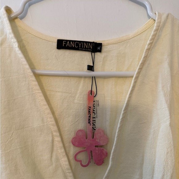 Fancyinn Yellow Ruffle Linen Top & Bottom Set - Picture 2 of 4